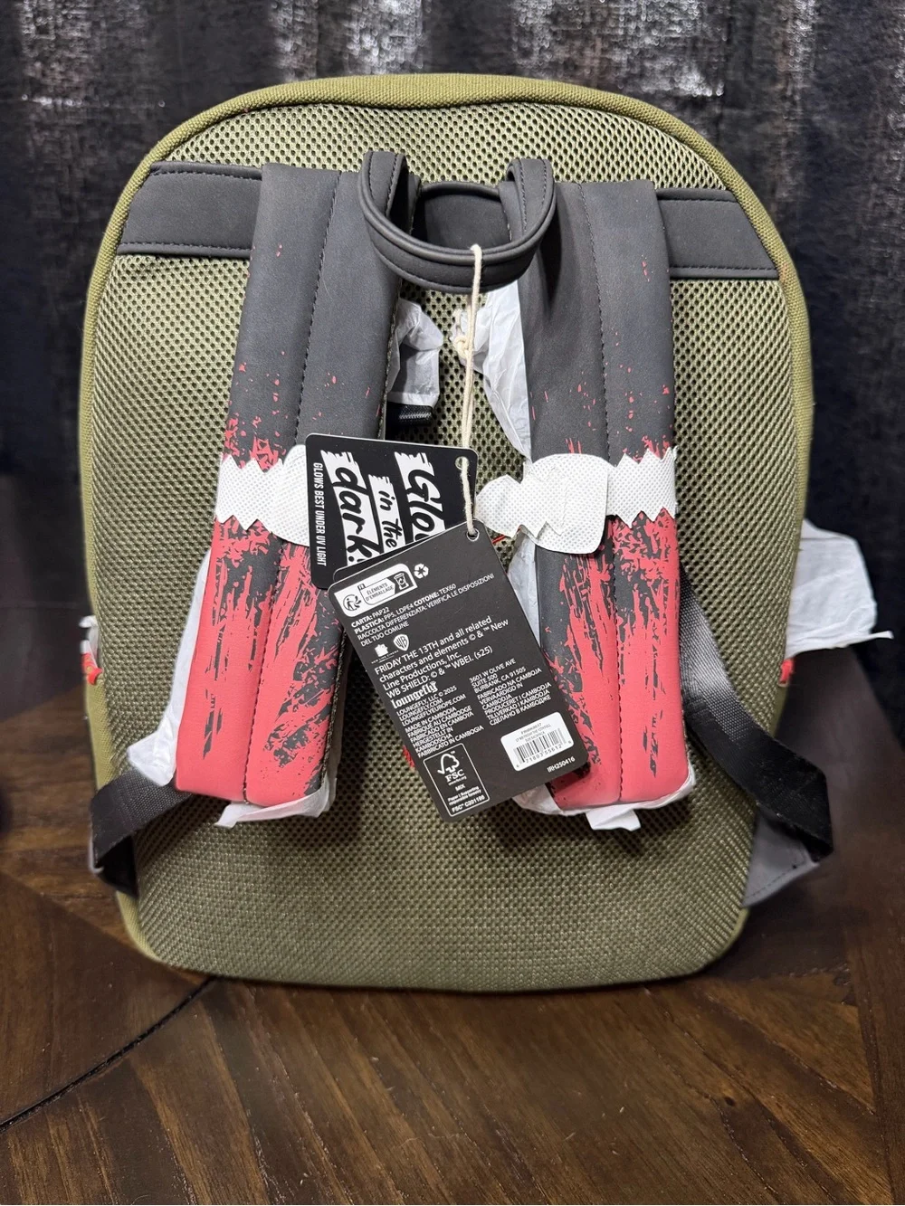Camp Crystal Lake Olive Green & Gray Horror Graphic Backpack